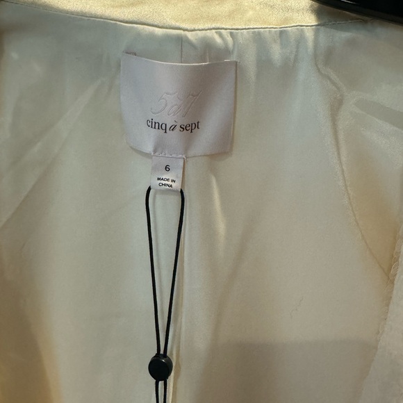 Cinq a Sept 'Kimmi' Ruched 3/4-Sleeve Sequin Blazer, Alabaster - Picture 7 of 9